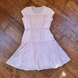 NY Collection Pink Lace Mid Length Dress Medium